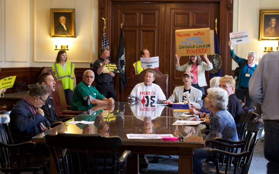 Poor People Campaign New Hampshire gather for a hearing