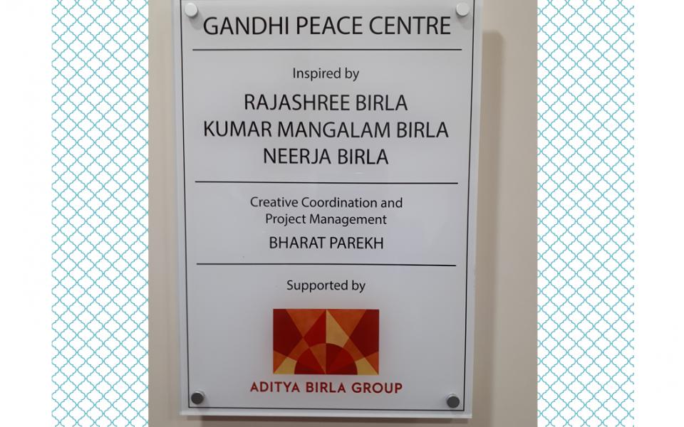 Plaque of the Gandhi Peace Centre