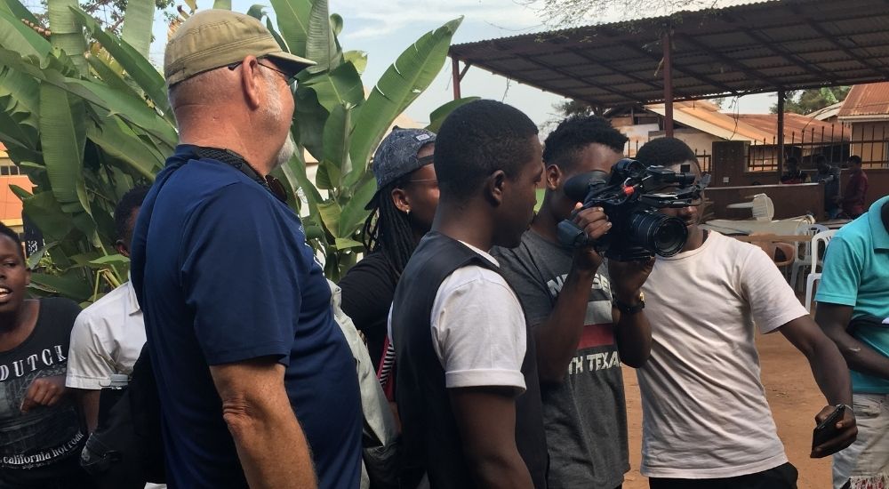 Members of the AFFCAD team take a turn with the camera, with Bill Mosher, Visionaries Founder