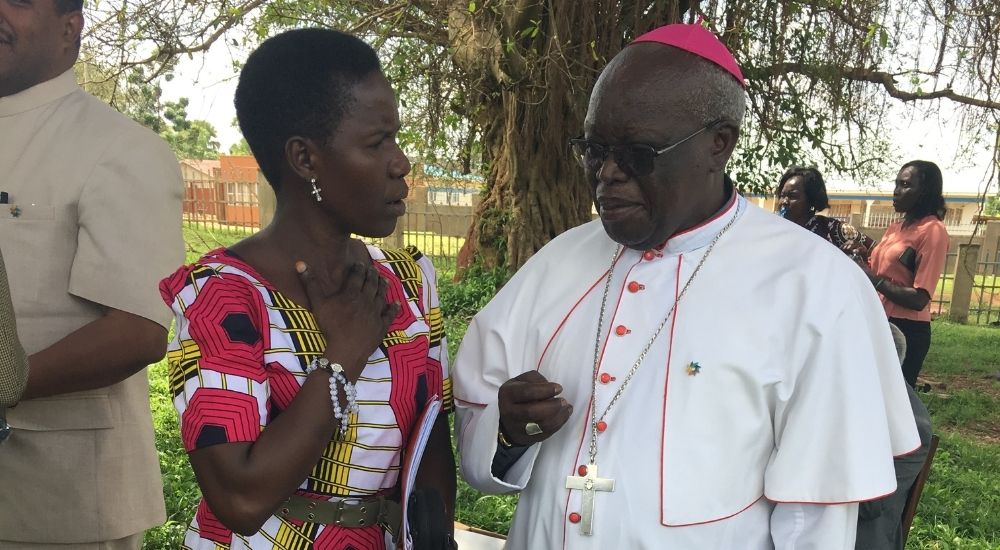 Sylvia Acan, Golden Women Vision founder, with Archbishop John Baptist Odama, leader of Acholi Religious Leaders Peace Initiative (another URI member group in Gulu, Uganda)