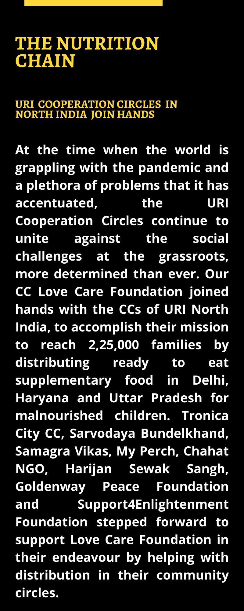 URI CCs in North India join hands to distribute nutritional supplement