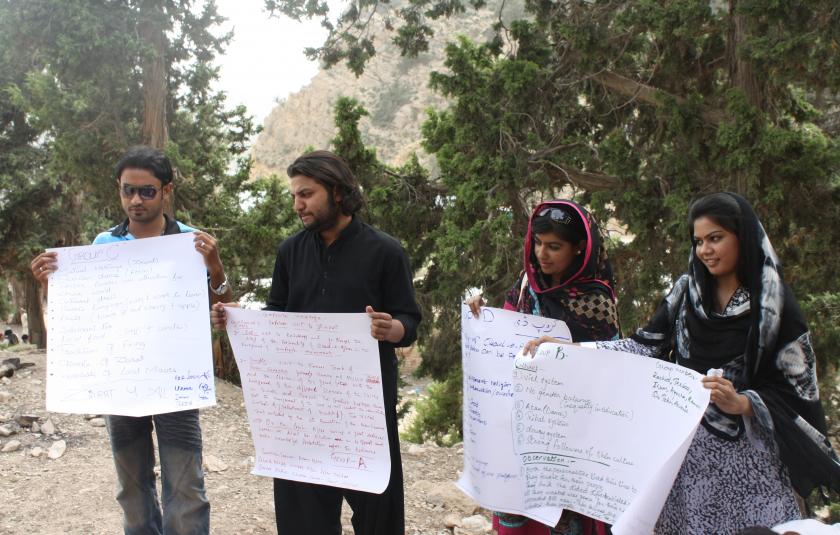 Youth with signs