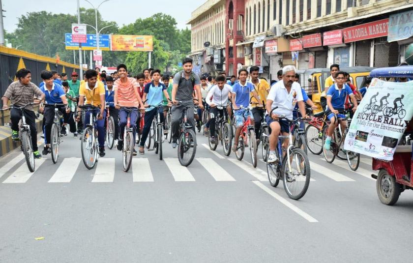 A group of people on their cycles.