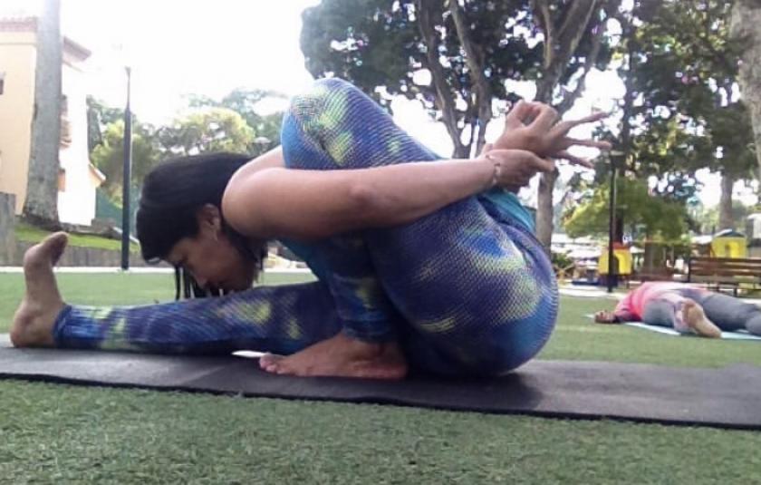 Photo: Adriana in a Yoga Position 