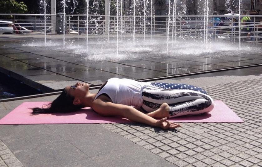 Photo: Adriana in a Yoga Position 