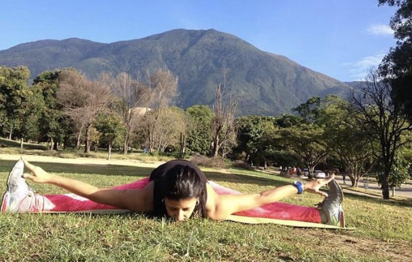 Photo: Adriana in a Yoga Position 