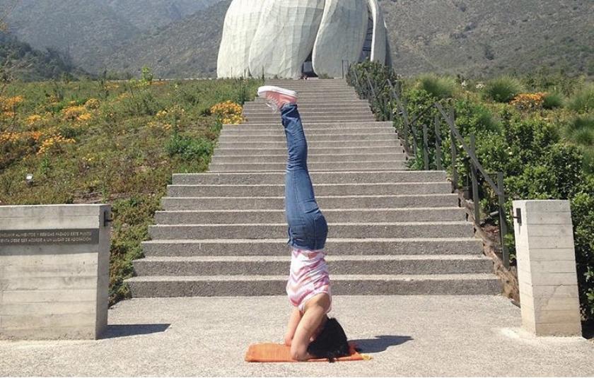 Photo: Adriana in a Yoga Position 