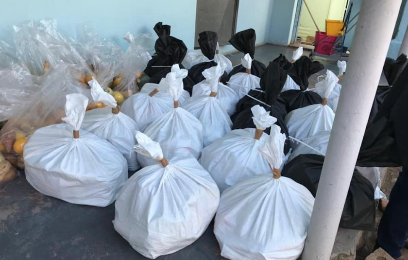 Photo: display of bags containing resources