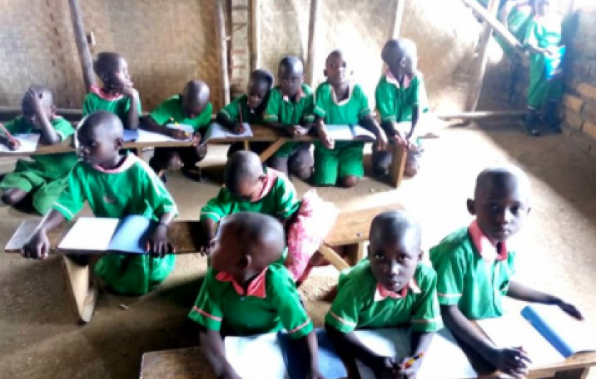 Photo: children gather at school