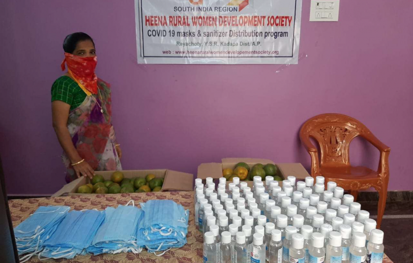 Distribution of Sanitizer and Masks by HRWDS