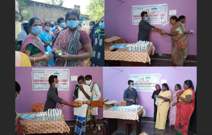 Distribution of Sanitizer and Masks by HRWDS