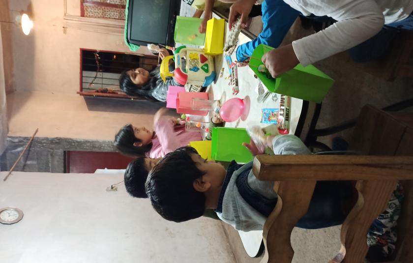 Photo: Children sharing the meal 