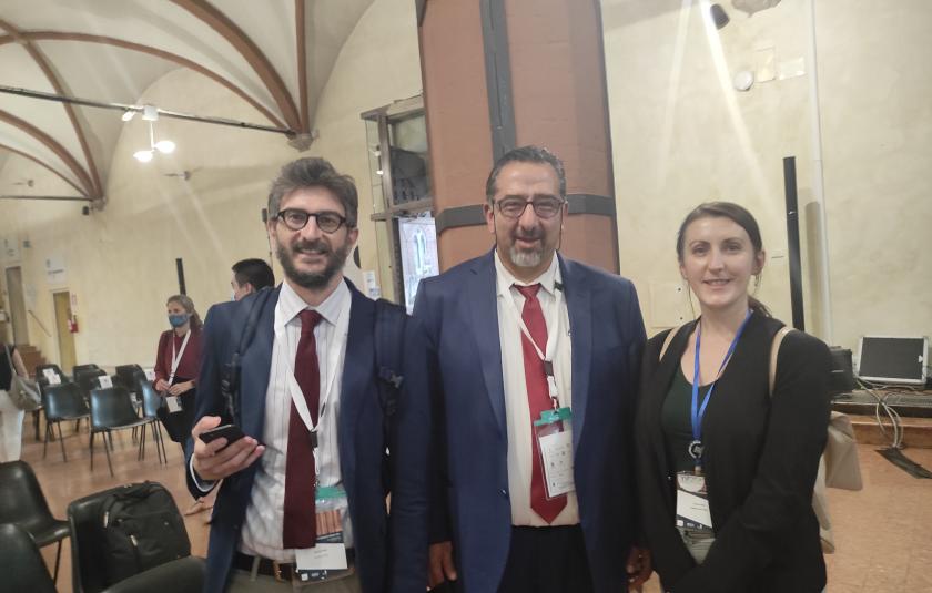 Picture: Emina with prof. dr. Giancarlo Anello and prof. dr. Mohammed Abu Nimer 