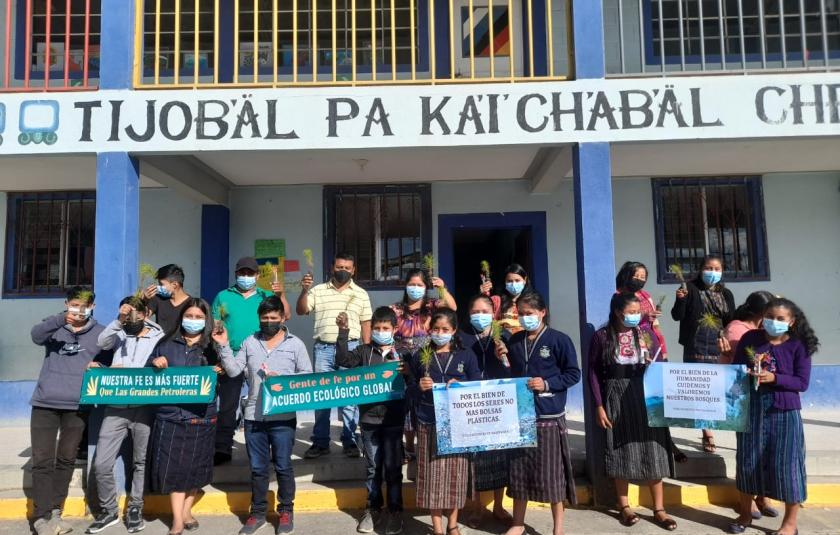 Photo: People in front of the school 