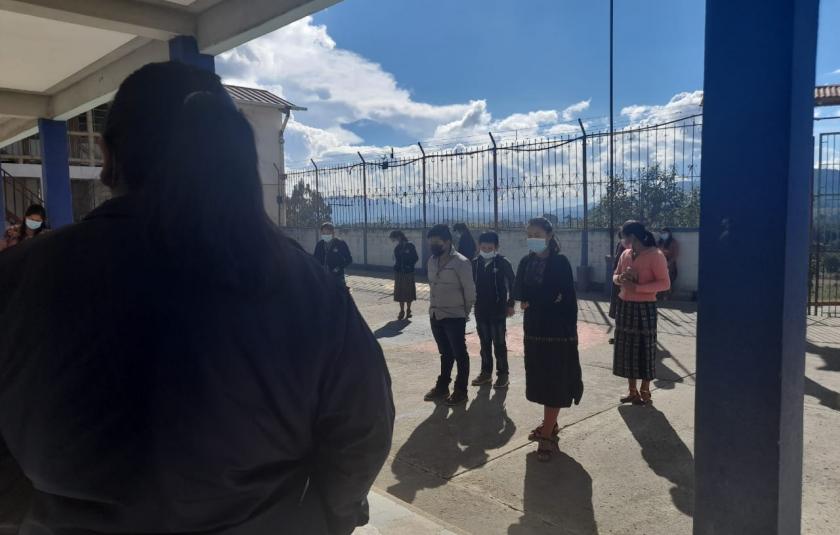 Photo: Children in front of the school