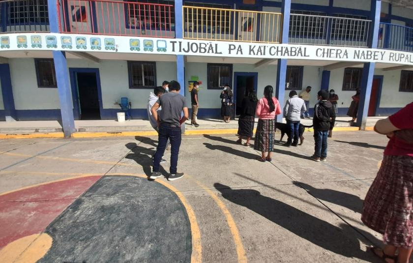 Photo: People in front of the school 