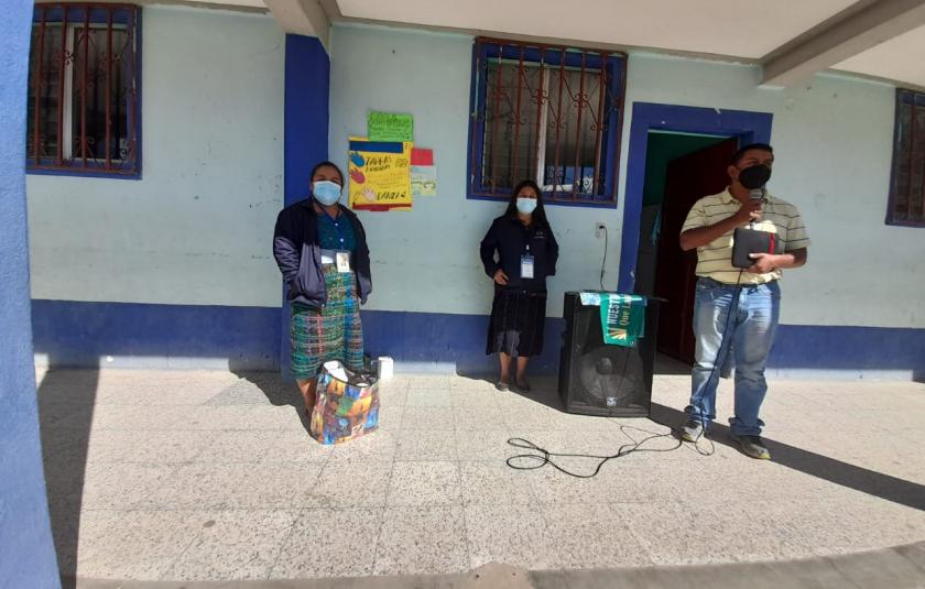 Photo: People in front of the school 