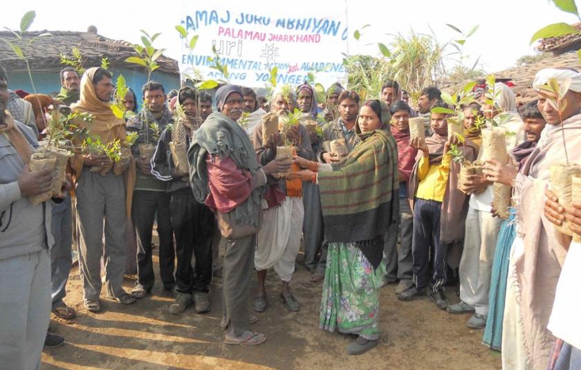 Asia CC giving trees to village
