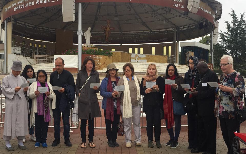 People reading The Nuclear Prayer in Medjugorje