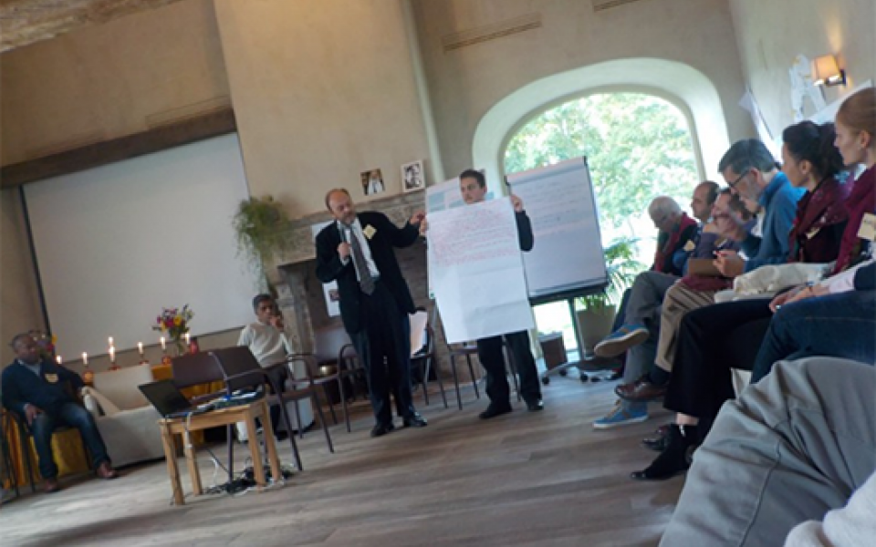 A giving a presentation