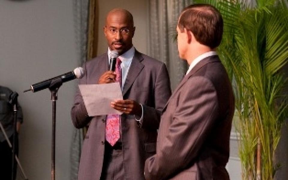Van Jones is speaking on the microphone