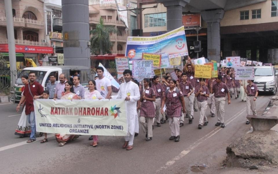 people marching in the street 