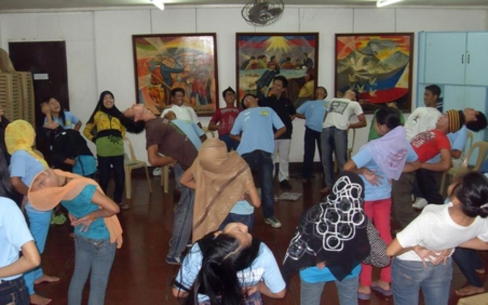 participants are bending over