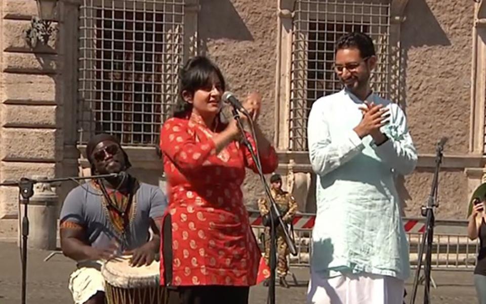 RomeMarchKiran-Leading the chanting.jpg