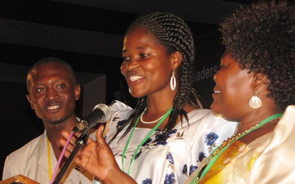 black women speaking on the microphone