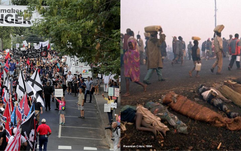 White Nationalists in Charlottesville - Rwandan Genocide victims