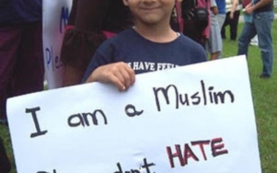 poster held by a child