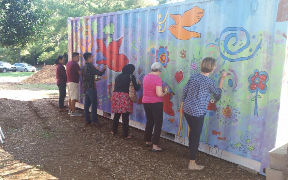Charlotte Red Bench Garden Celebrates Peace Day