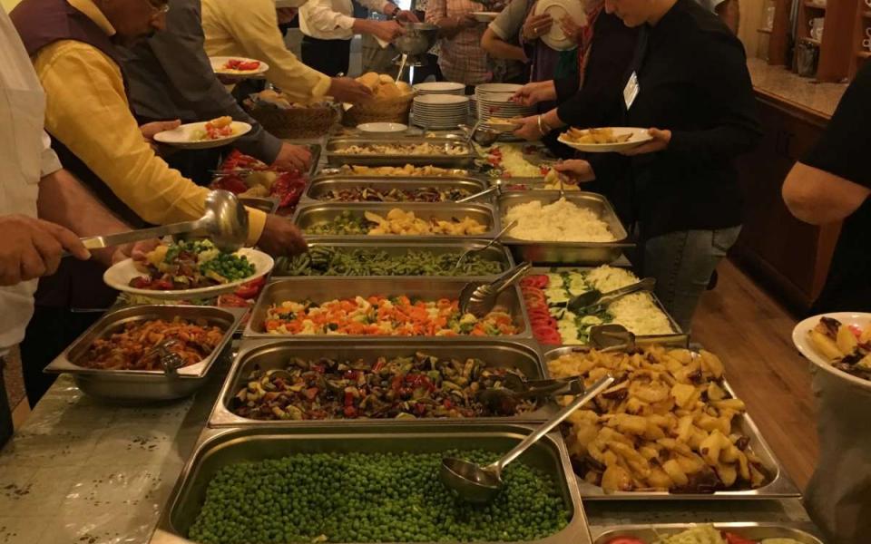 A buffet of vegan food