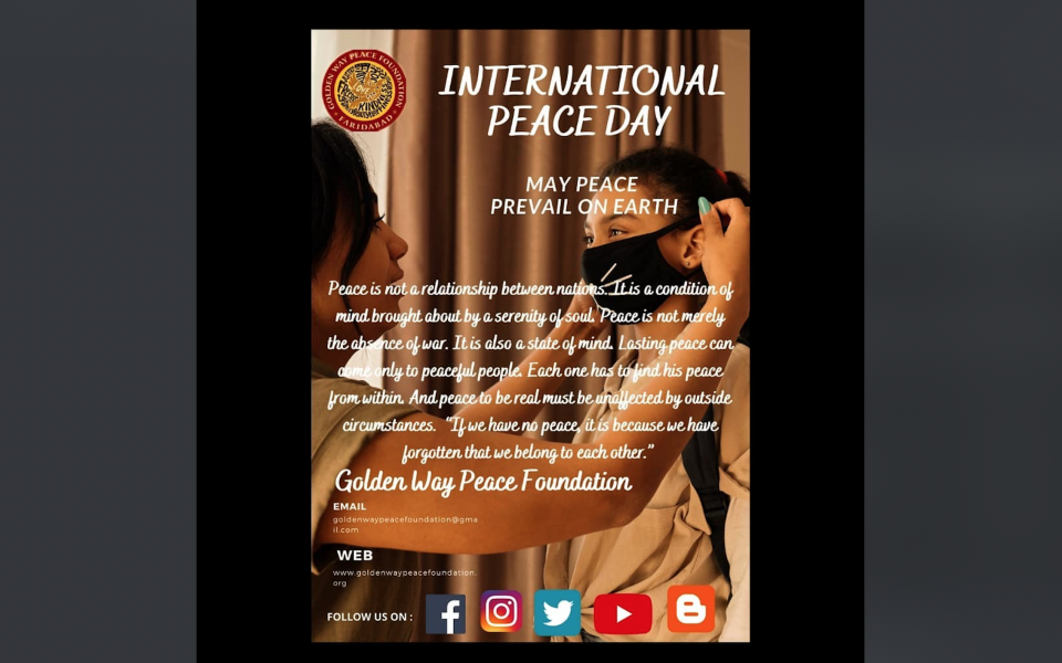 Golden Way Peace Foundation celebrates Peace Day 2020