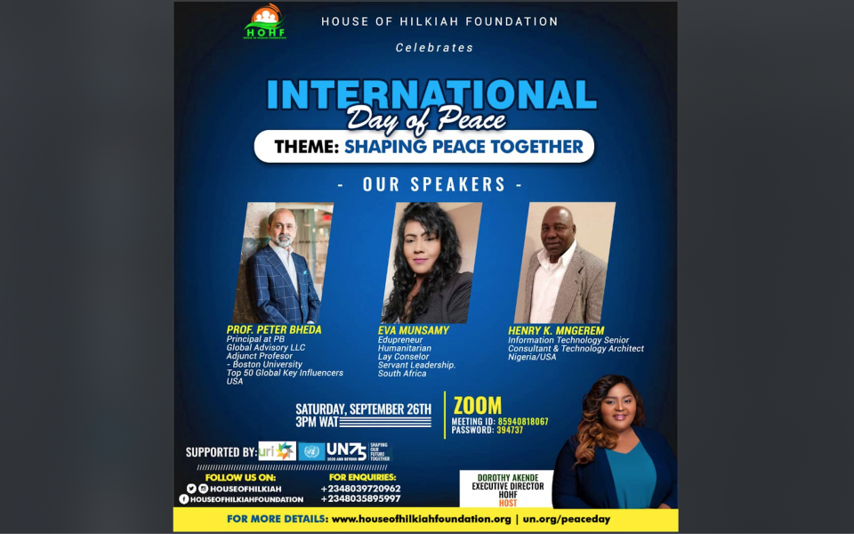 House of Hilkiah Foundation celebrates Peace Day 2020