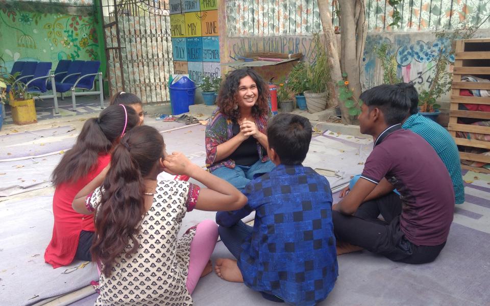 Photo: A group of kids learning