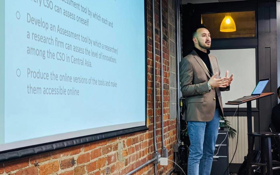 Photo: A man presenting