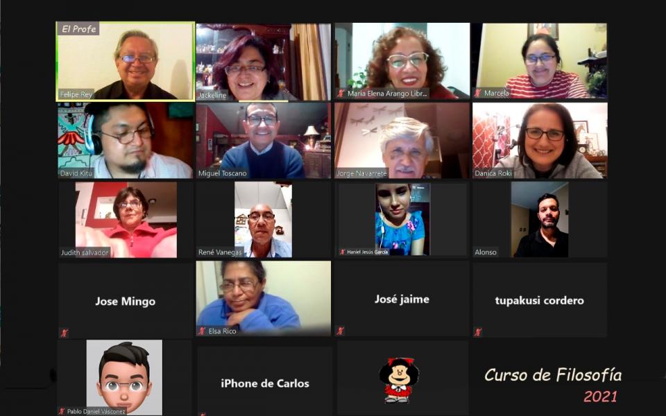 Photo: Screen photo of the course participants.