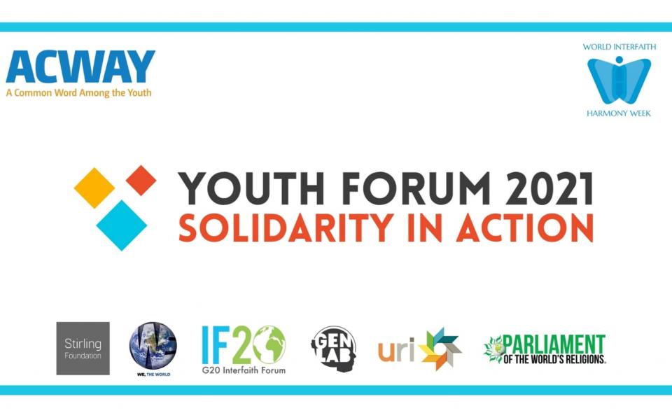 Poster: which reads 'Youth Forum 2021 Solidarity in Action' with partner logos