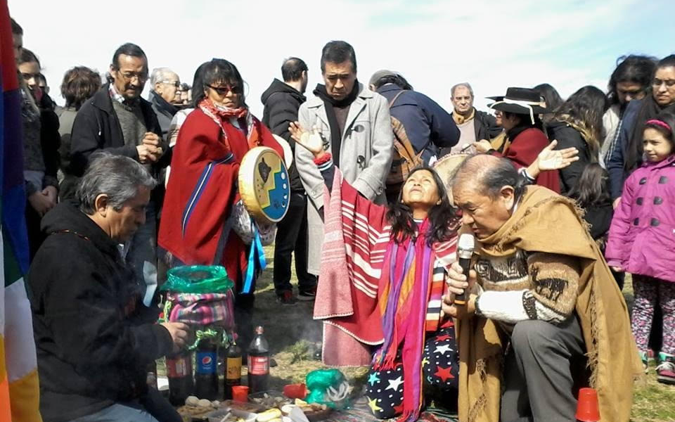 Photo: members of the CC Indigenous Peoples of Argentina celebrating the Pachamama month.